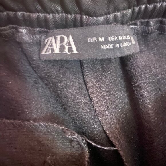 ZARA Faux Leather Jogger Pants - Black | Size M - Picture 8 of 9